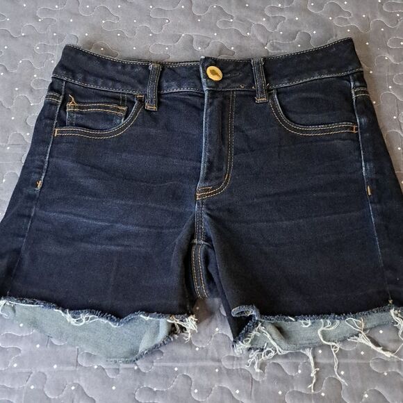 American Eagle Outfitters hi rise shortie jean shorts size 4 - Picture 1 of 5